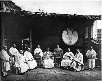 The Abbot and monks of Kushan Monastery, c.1867-72 by John Thomson